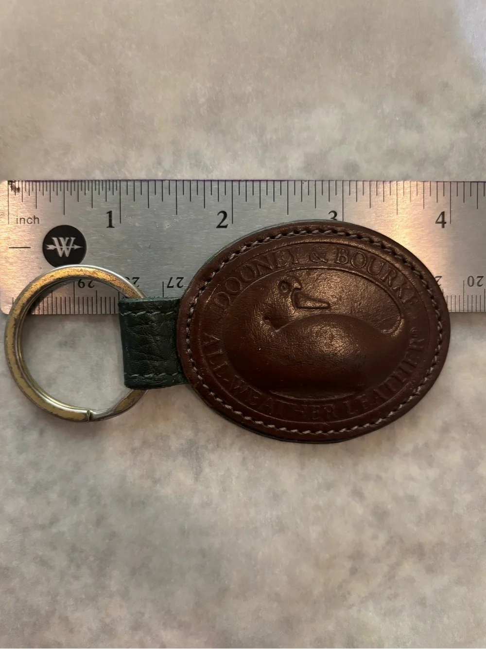Dooney & Bourke Vintage Leather Oval Key Fob Ring All Weather Leather Duck Logo